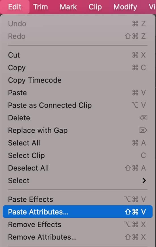 5 tips om sneller en makkelijker te werken in Final Cut Pro Final Cut Pro - Paste Attributes